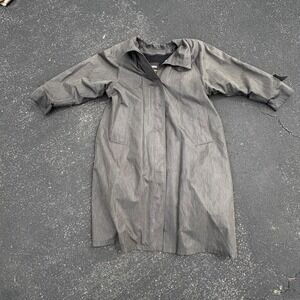 London Fog Gray Long Trench Coat Petite 10 Classic Minimalist Jacket